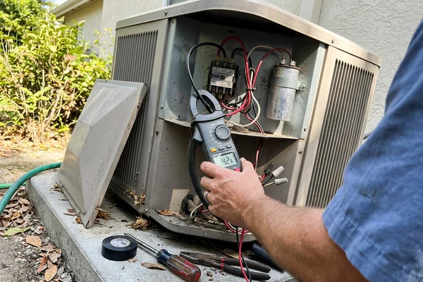 Measuring amp draw on an outdoor unit's electrical connections