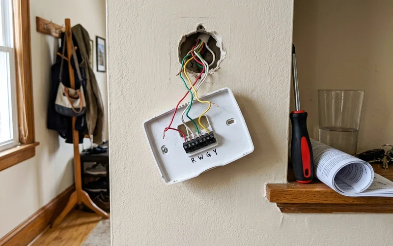 Smart thermostat wiring terminals during installation