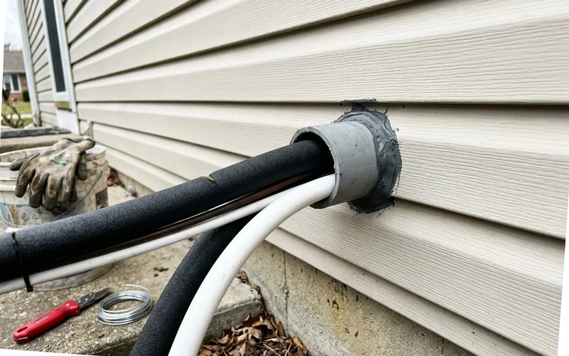 Line set and wall penetration for a new mini-split installation