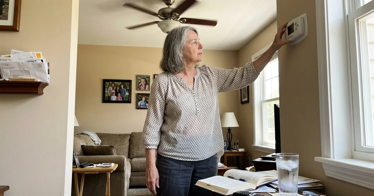 Alabama homeowner checking the thermostat after the AC stopped cooling on a hot afternoon